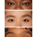 Rare Beauty's Brow Harmony Flexible Lifting Gel tested on three different skin tones.