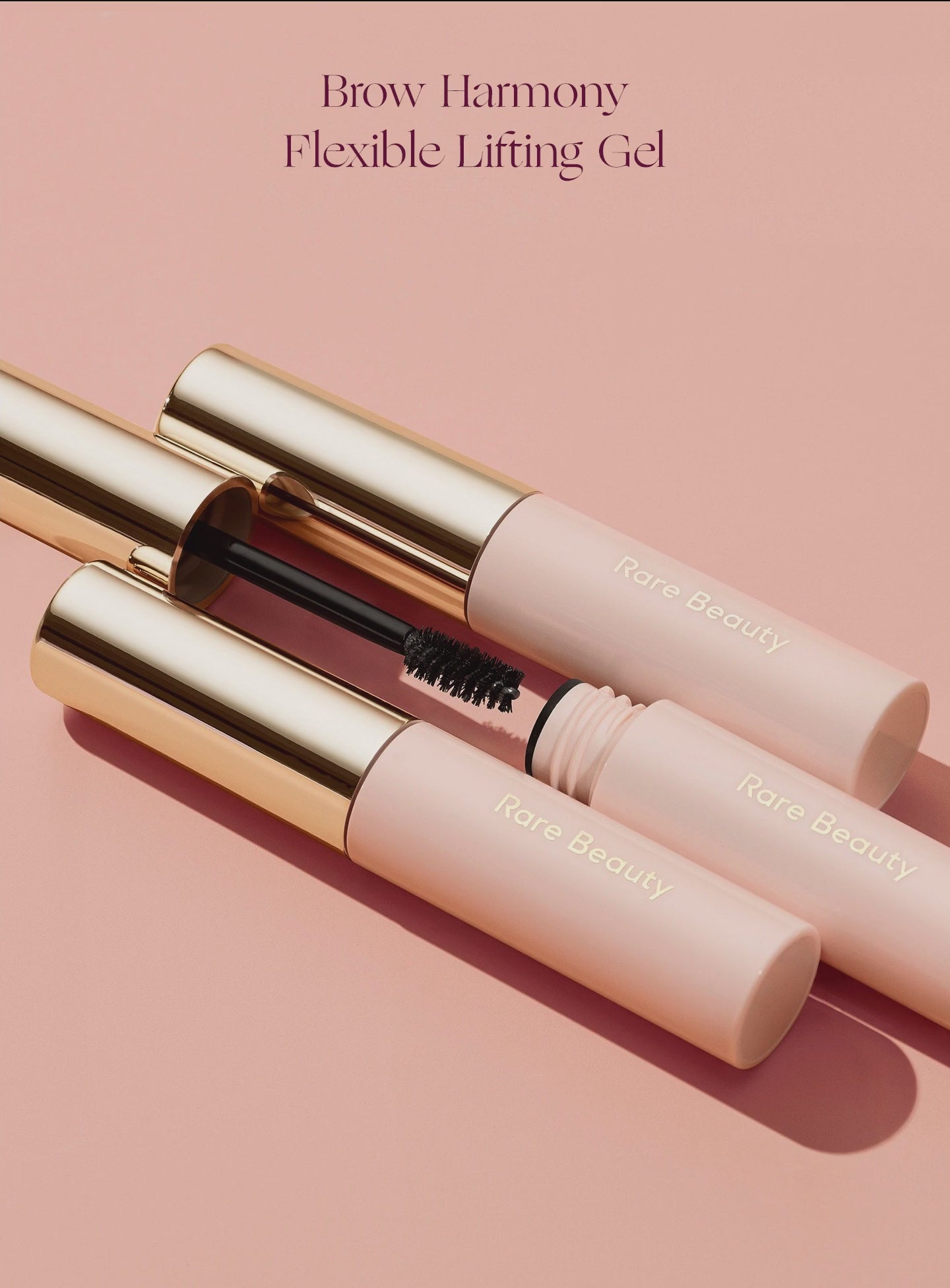 Tubes of Rare Beauty's Brow Harmony Flexible Lifting Gel.
