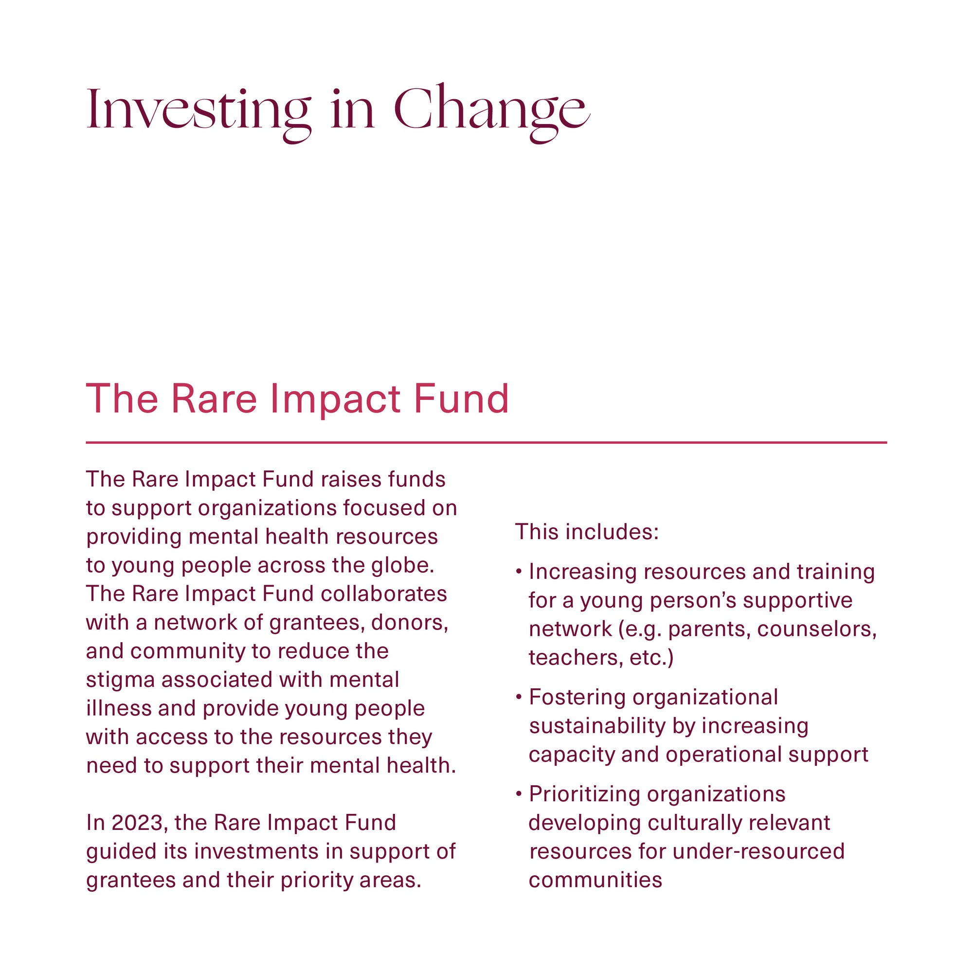 Investing In Change: Image showing The Rare Impact Fund's Investment in change
