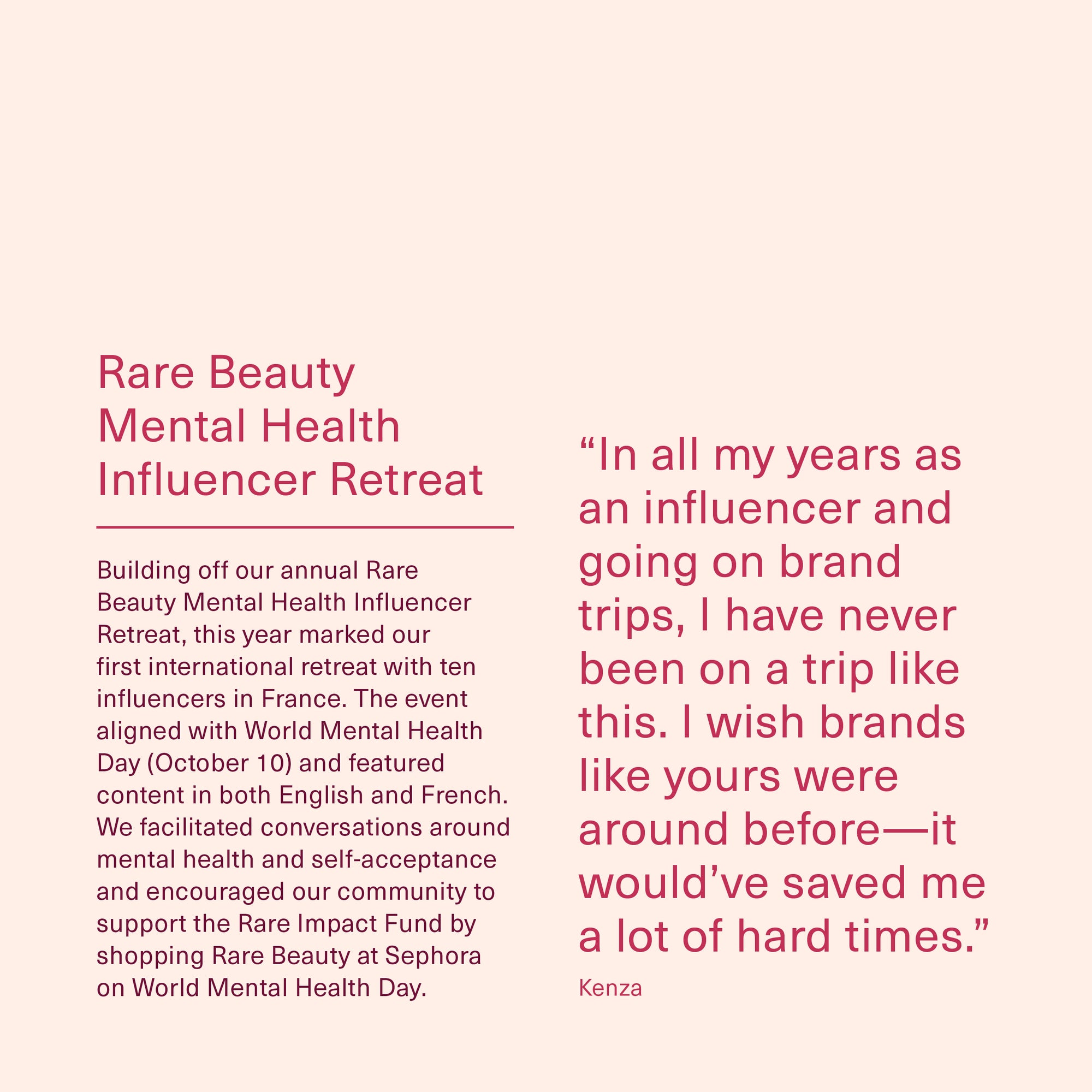 Rare Beauty Social Impact Report 2023 - Influencer retreat