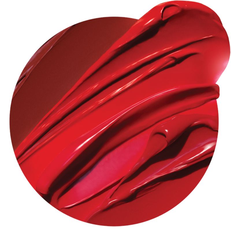 Rare Beauty lip soufflé swatch in a red shade.